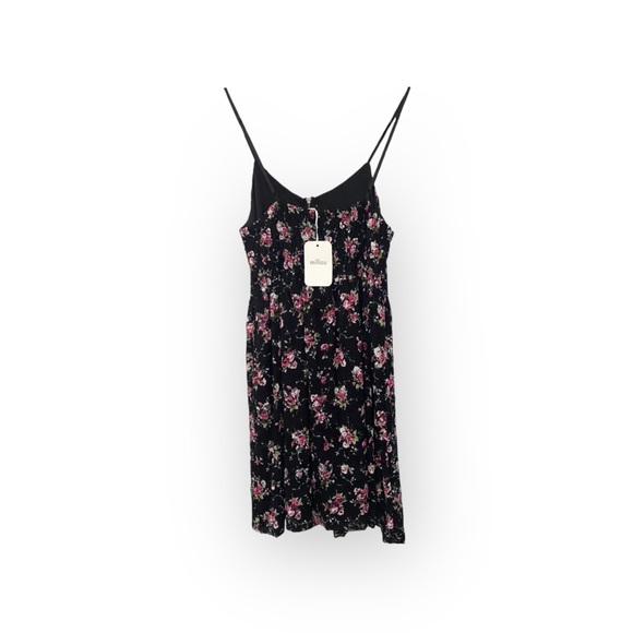 new LF Millau ๐ Floral Print Lace Babydoll Dress ๐ Black with Pink Flowers ๐ M - Picture 4 of 16